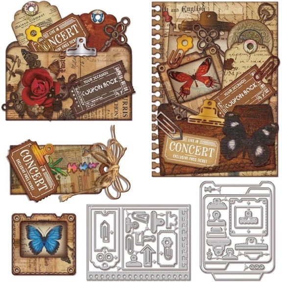 Folder Paperclip Stamp Frame Cutting Dies for DIY DIY Scrapbooking Metal Bookmark Slideshow Cut Dies Ticket Page Die Cuts for DIY Card Making Embossing Photo Album Craft Decor