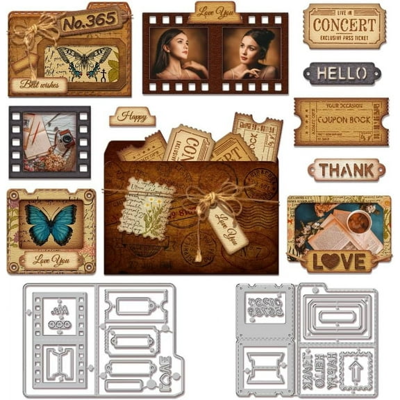 Folder Slide Stamp Film Cutting Dies for Card Making Picture Folder Cut Die for DIY Scrapbooking Journal Embossing Paper Craft Decor
