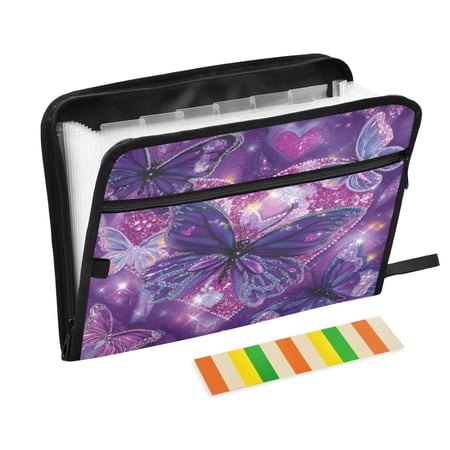 Folder Waterproof A4 Size File Folder Home Work Office Categorized Storage File Manager 13 Individual Pockets Adorable Diamond Painting Butterfly