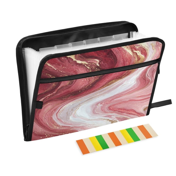 Folder Waterproof A4 Size File Folder Home Work Office Categorized Storage File Manager 13 Individual Pockets Burgundy Marble Flow