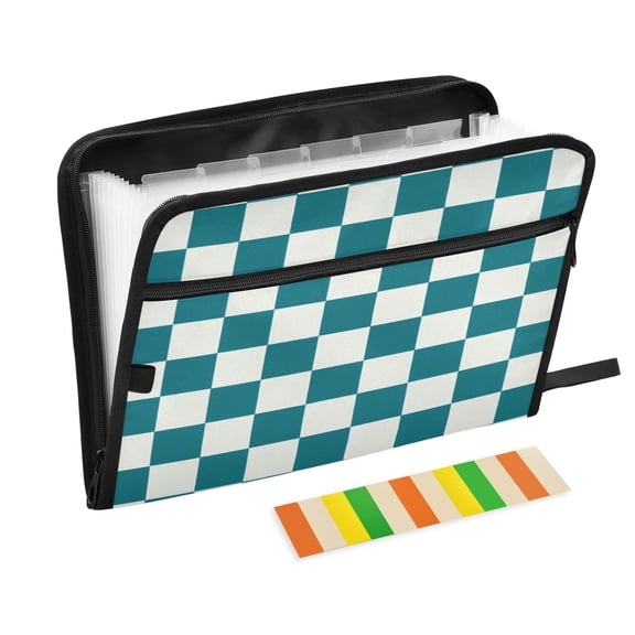 Folder Waterproof A4 Size File Folder Home Work Office Categorized Storage File Manager 13 Individual Pockets Dark Green Plaid