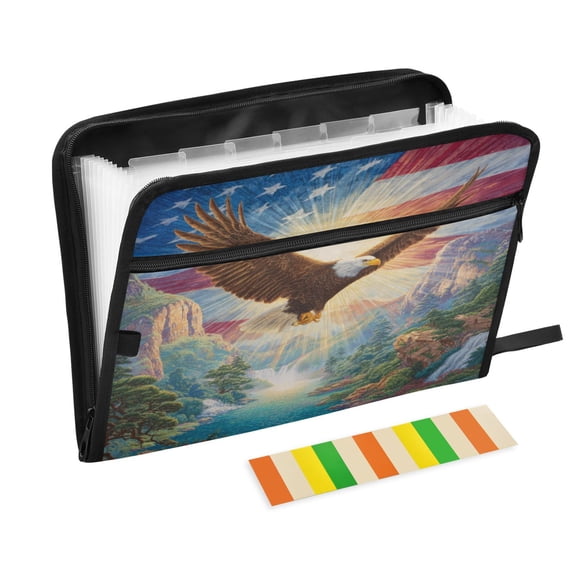 Folder Waterproof A4 Size File Folder Home Work Office Categorized Storage File Manager 13 Individual Pockets Eagle Soar over The River