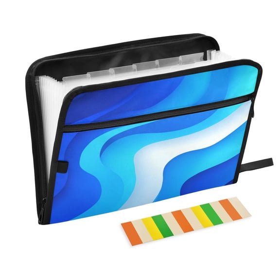 Folder Waterproof A4 Size File Folder Home Work Office Categorized Storage File Manager 13 Individual Pockets Light Blue Flowing River