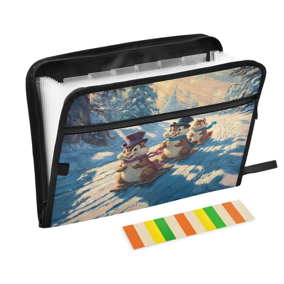Folder Waterproof A4 Size File Folder Home Work Office Categorized Storage File Manager 13 Individual Pockets Three Lovable Chipmunks