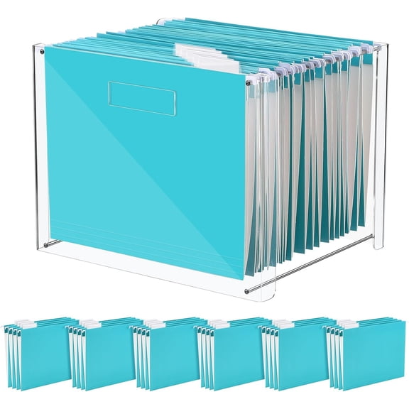 Folder with acrylic letter organizer/desktop transparent file storage box, with handle, suitable for home work and office use