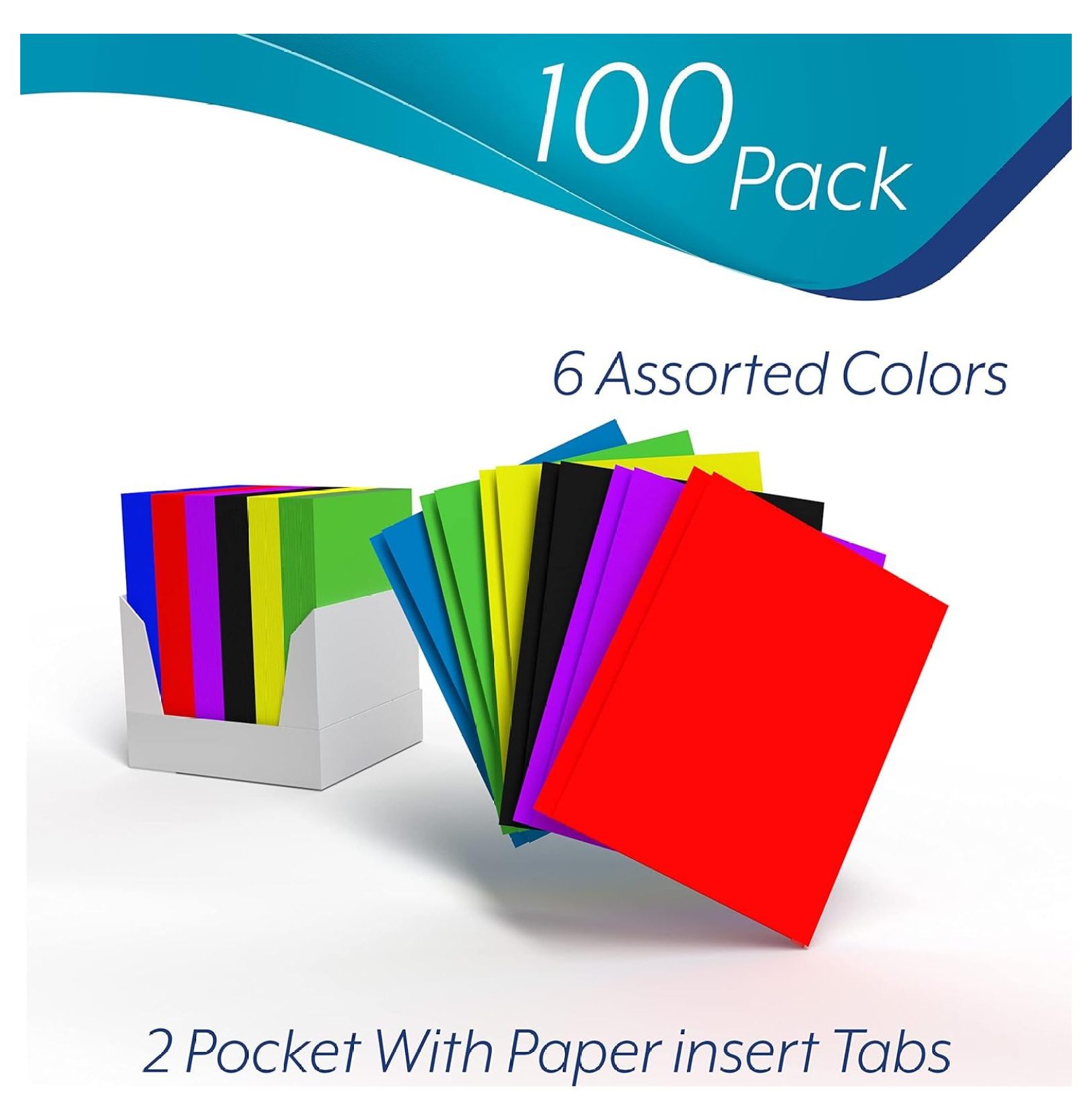 Folders, 3 Prong Folders with Pockets Bulk, (100 Pack), 2 Pocket Folders, Two Pocket Folders