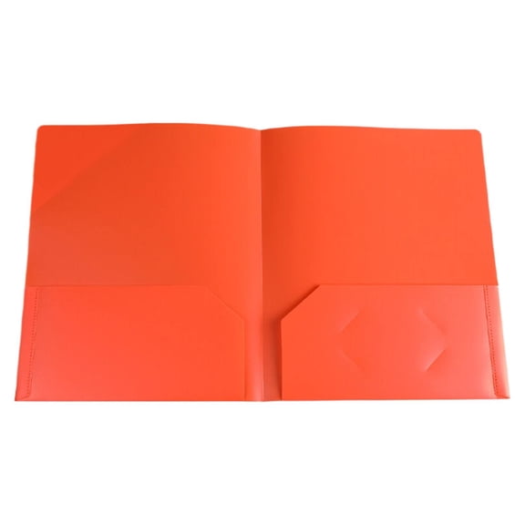 Folders with No Prongs and 2 Pockets, Durable Poly File Folders with Business Card Slot, Heavy Duty Reusable Plastic File Folders with Pockets Fits Letter Size Sheets Paper, 1Pc(Orange,11.4x9.2")