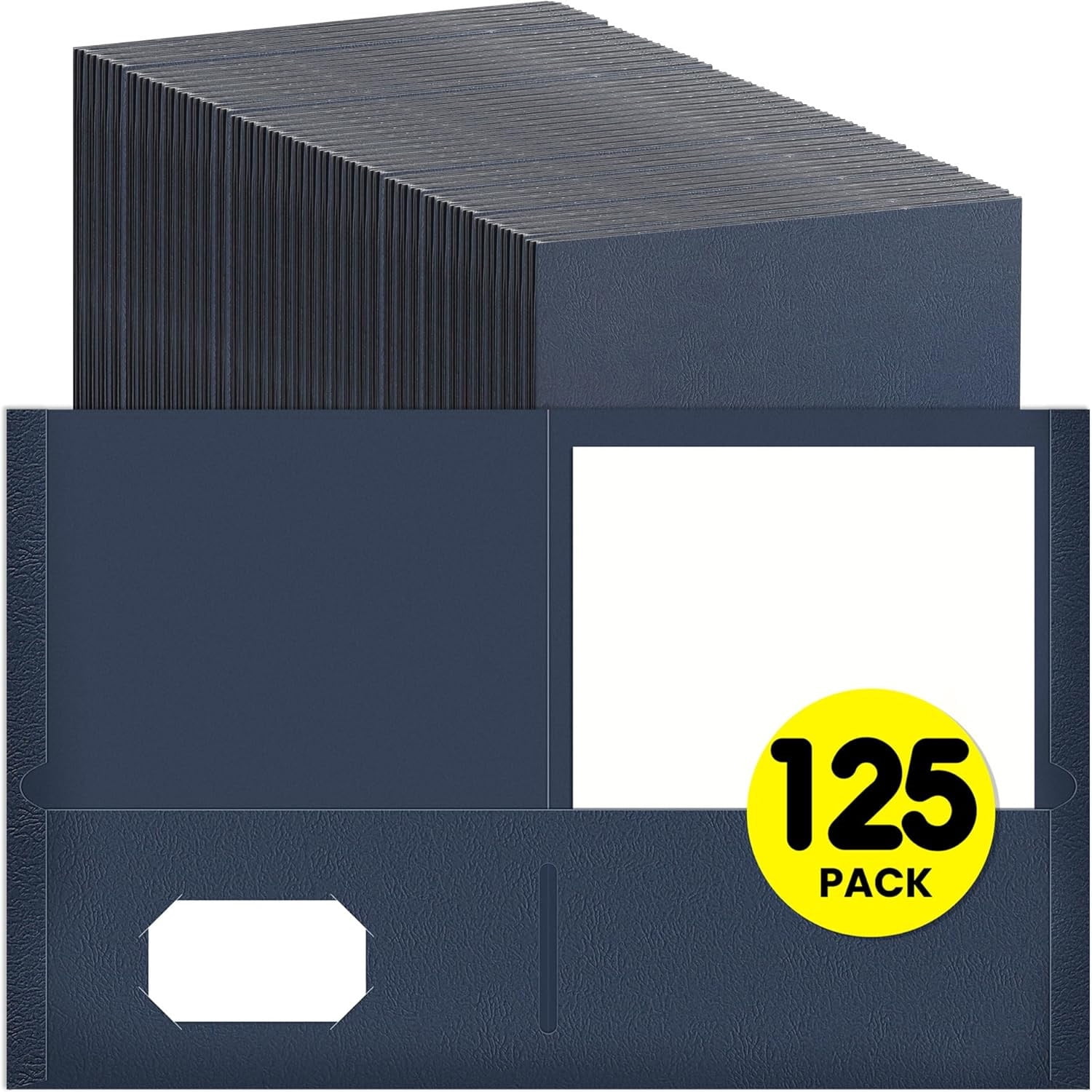 Folders with Pockets(125 Pack, Dark Blue), 2 Pocket Folders Fit Letter Size Paper, Paper File Folder for School Office Home Business