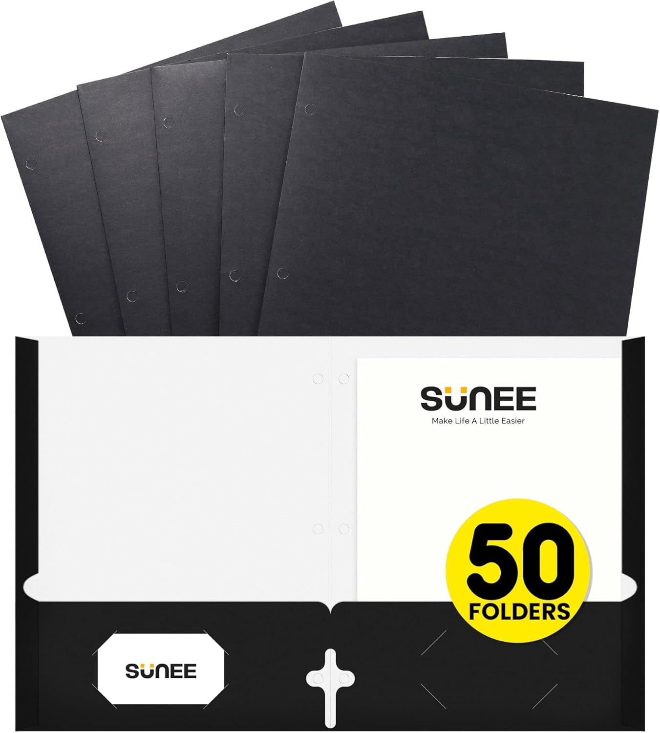 Folders with Pockets 3 Hole Punched(50 Pack, Black), 2 Pocket Folders ...