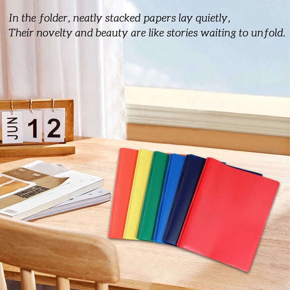 Folders with Pockets Durable Plastic Two Pocket Folder Casual Solid Colors Folder for Office Home Supplies Green 11.8 In
