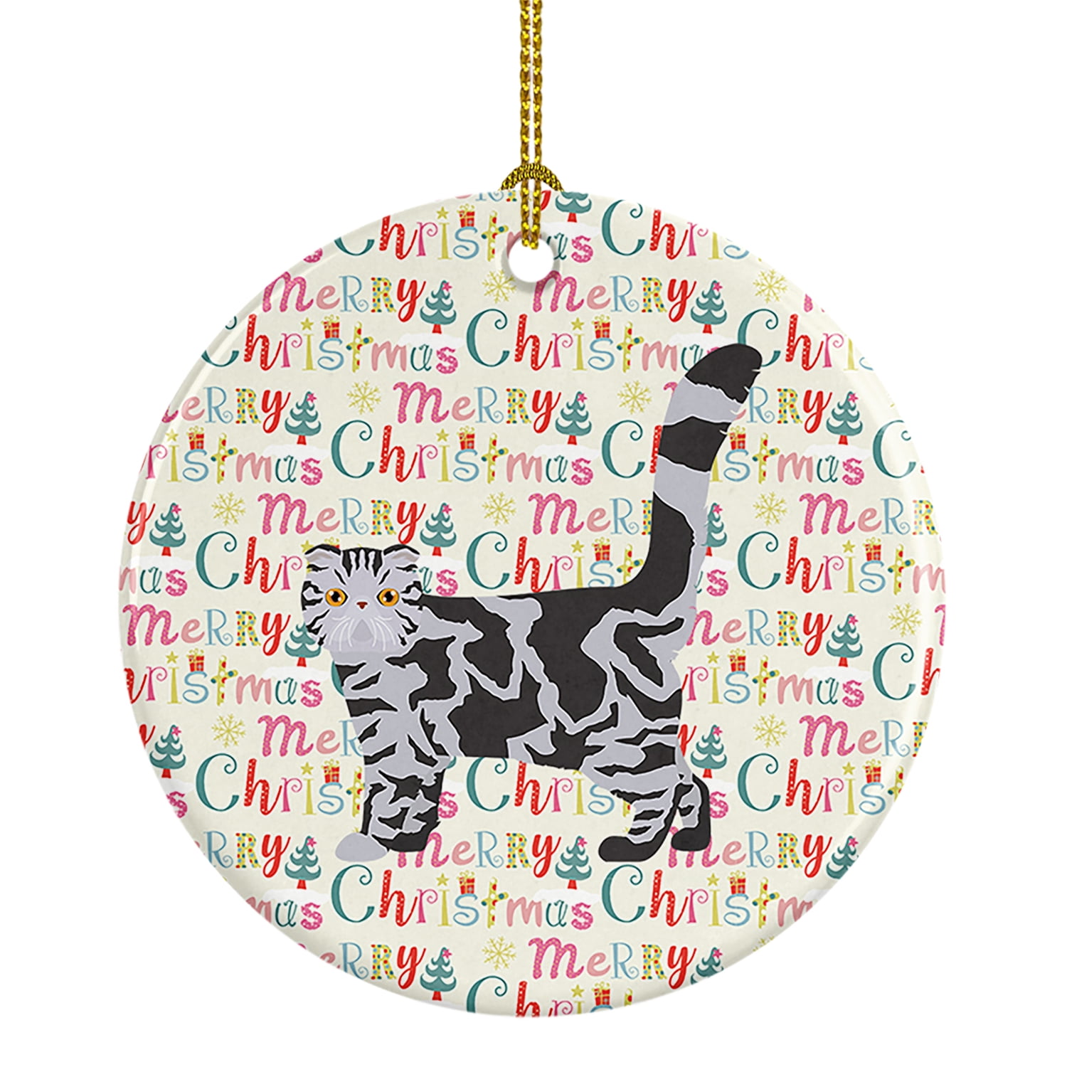 Foldex Exotic Fold #1 Cat Christmas Ceramic Ornament 2.8 in x 2.8 in