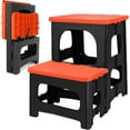 thumbnail image 1 of Folding 2-Step Stool, Non-Slip Portable Footstool 8" & 17" Dual Heights, Holds 250 lbs, Portable Footstool for Kitchen Home Toilet Bedroom Office Bathroom RV(Orange), 1 of 8