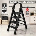 thumbnail image 1 of Folding 4/3 Step Ladder, Portable Ladder For Multi-Purpose, Home, Kitchen, Heavy Sturdy Steel Step Stool With Anti-Slip Wide Pedals, Handrail, Safe-Lock Design, 330lbs Load, Black&Red, 1 of 15