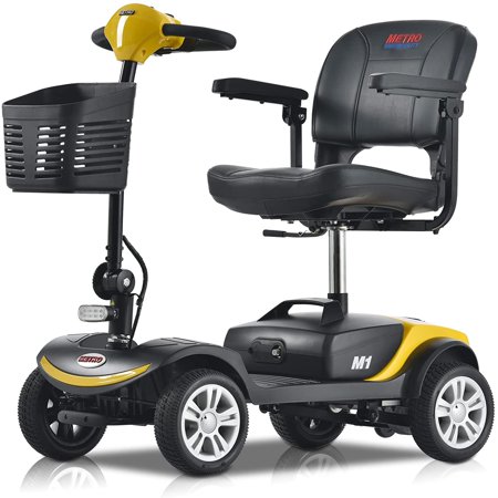 Folding 4 Wheels Mobility Scooter with LED Head and Rear Light Long Range, Yellow
