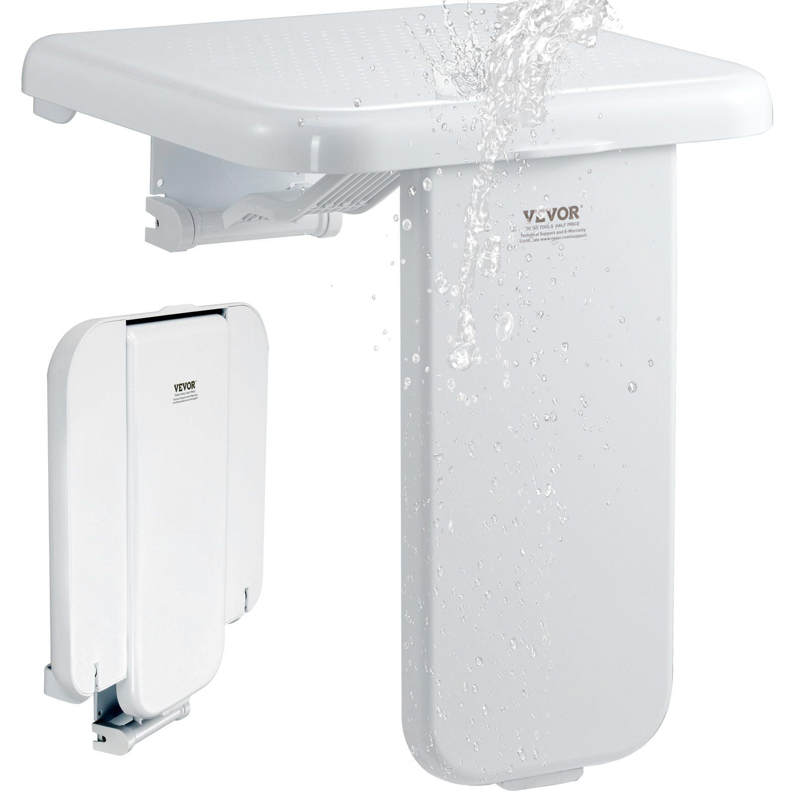 White Foldable ABS Wall Mounted Shower Seat