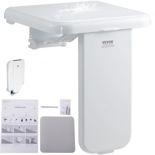 Folding ABS Shower Seat, 15.7'' x 16.7'' Unfolded, Wall Mounted Fold Up