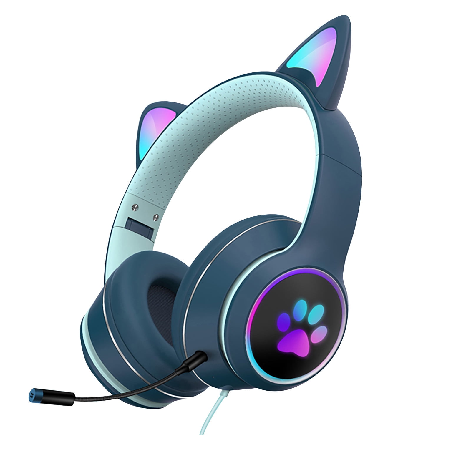Folding AKZ 022 Cat Ear Luminous Gaming Wired Headset With Microphone