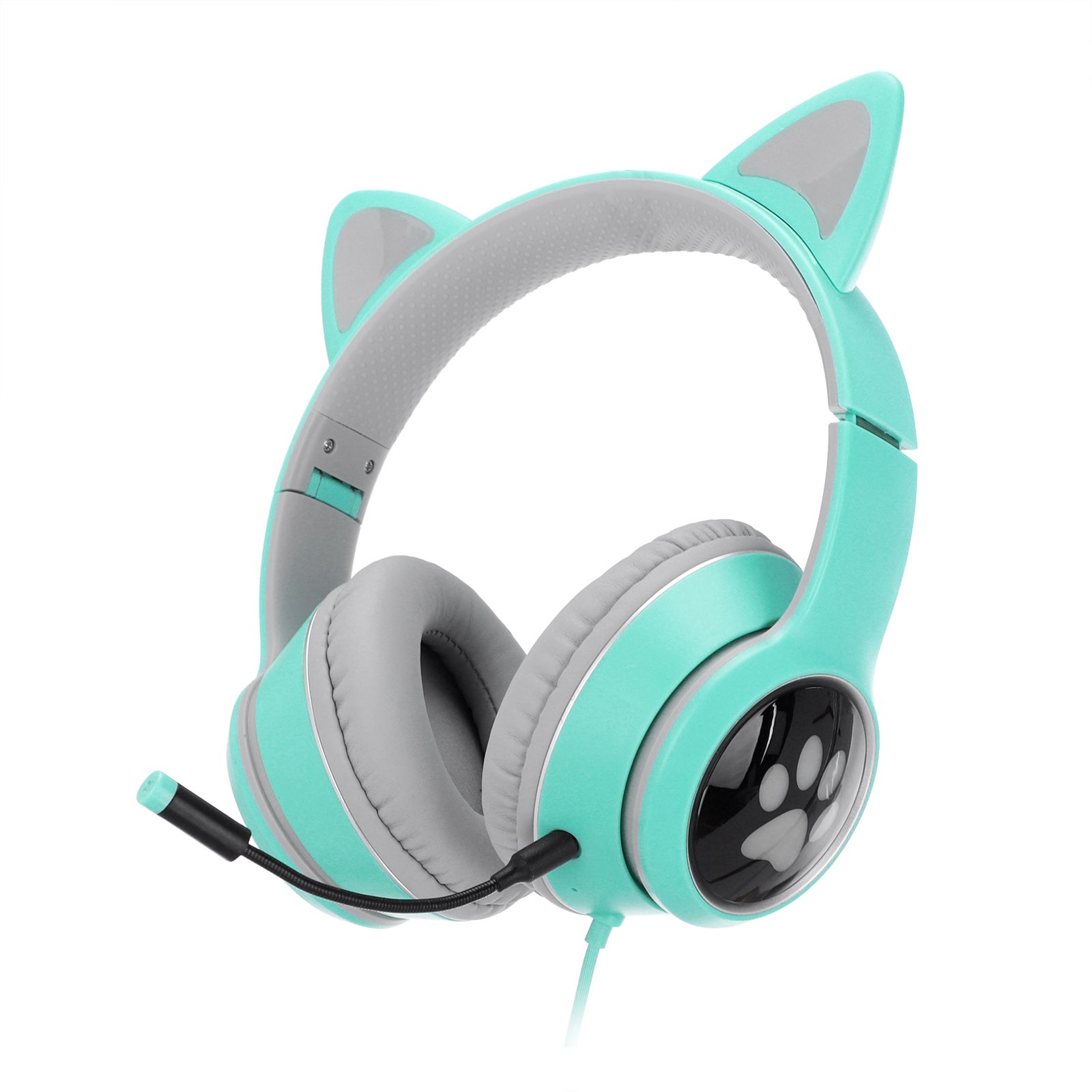 Folding AKZ 022 Cat Ear Luminous Gaming Wired Headset With Microphone ABS Listen To The Musicit