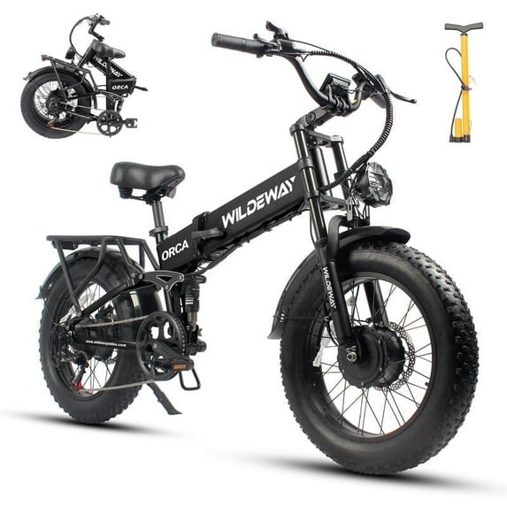 Folding AWD Dual motor Electric Bike for Adults 20'' 2300w Ebike UL2849 48v 20Ah, 7 Speeds, 4.0 Fat Tire up to 28MPH Off Road E-mountain bike Dual Hydraulic Disc Brakes&Suspension Electric Bicycles