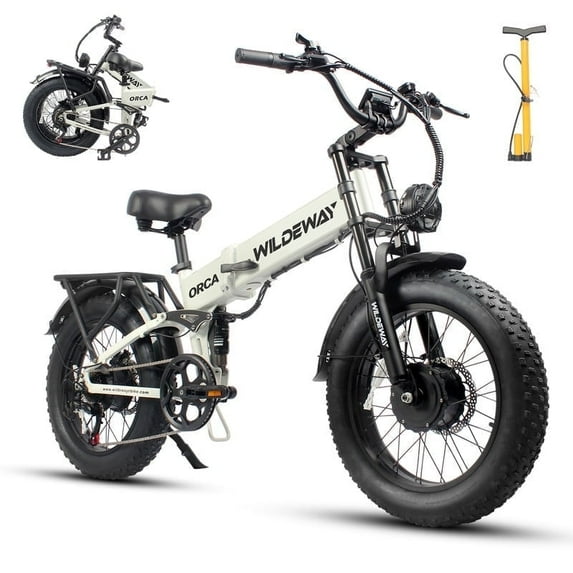 Folding AWD Dual motor Electric Bike for Adults 20*4.0'' 2300w UL2849 48v 20Ah, 7 Speeds,Fat Tire Ebike up to 28MPH Off Road E-mountain bike Dual Hydraulic Disc Brakes&Suspension Electric Bicycles