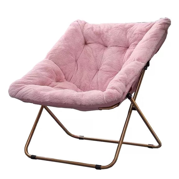 Folding Accent Chair Saucer Chair Soft Faux Fur Oversized Soft Furry Lounge Lazy Chair with Metal Frame Moon Chair for Living Room,Flexible Seating for Kids Teens Adults