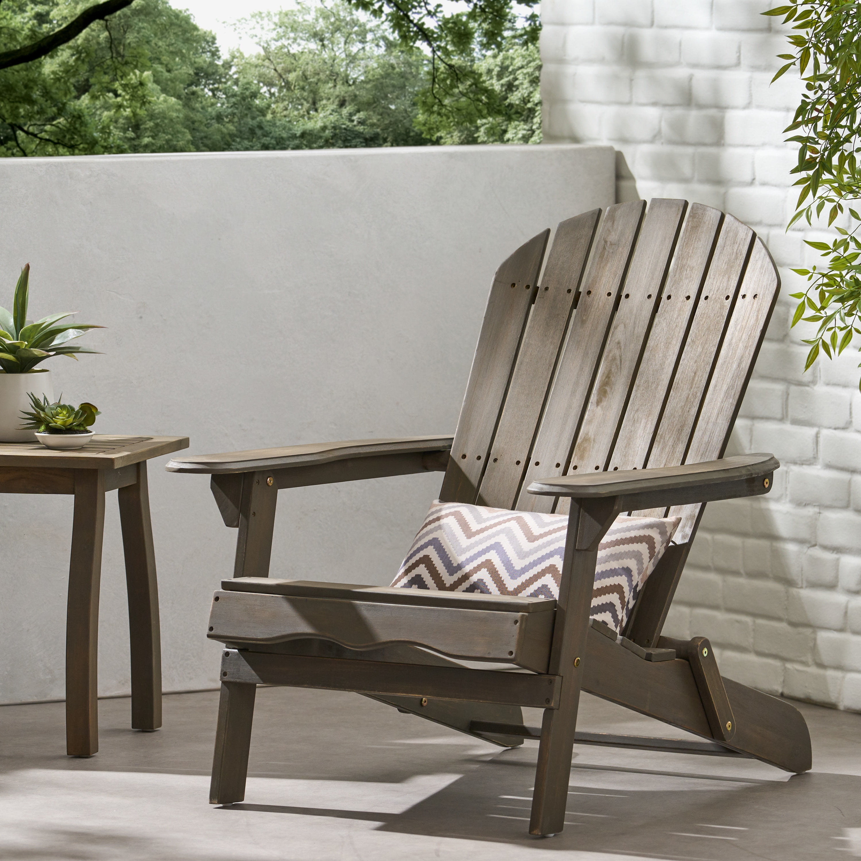 Folding Adirondack Chair, Outdoor Acacia Wood Patio Chair for Garden, Espresso