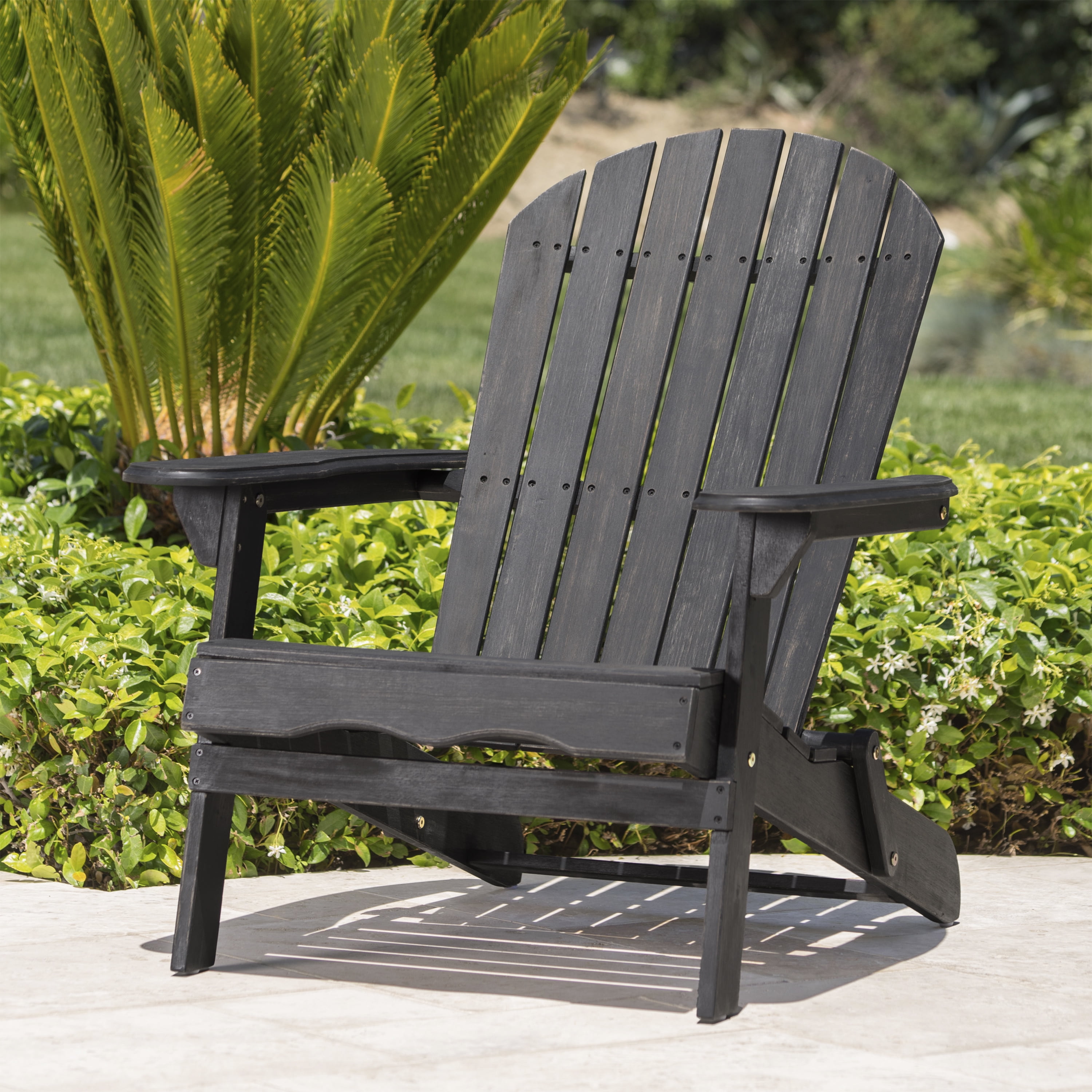 Folding Adirondack Chair, Outdoor Acacia Wood Patio Chair for Garden, White