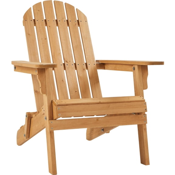 Folding Adirondack Chair, Outdoor Weather Resistant Patio Chair, Space Saving Foldable Lounge for Deck Garden Backyard Fire Pit, Honey Brown