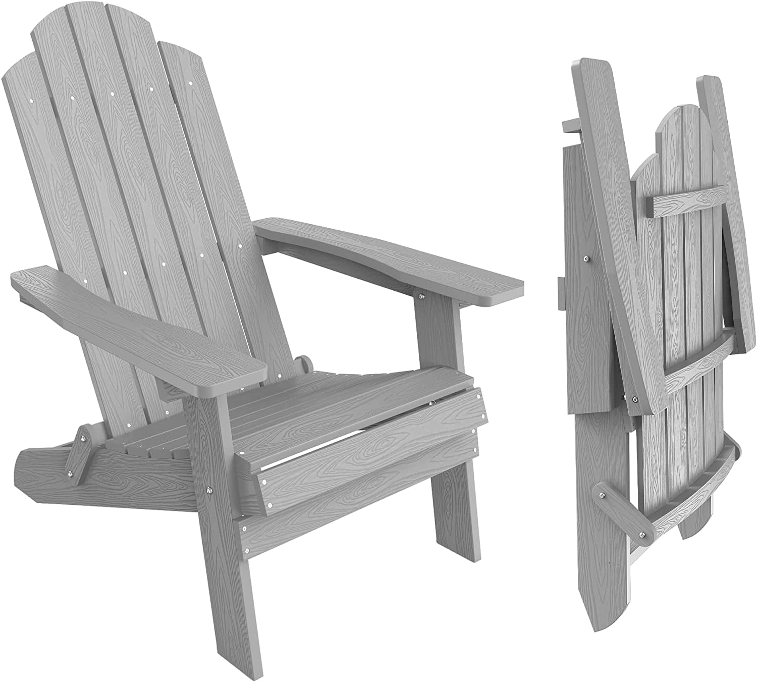 Folding Adirondack Chair Plastic Weather Resistant, Outdoor Chair, Patio Chairs, Lawn Chair, Outside Funiture for Porch, Garden, Deck, Fire Pit, Patio Seating (1, Gary)