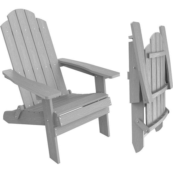 Folding Adirondack Chair Plastic Weather Resistant, Outdoor Chair, Patio Chairs, Lawn Chair, Outside Funiture for Porch, Garden, Deck, Fire Pit, Patio Seating (1, Gary)