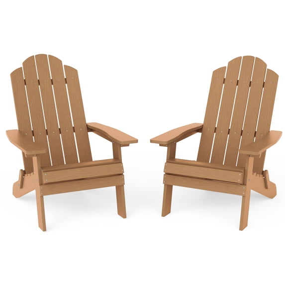 Folding Adirondack Chair Plastic Weather Resistant, Outdoor Chair, Patio Chairs, Lawn Chair, Patio Seating(Set of 2)