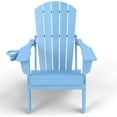 thumbnail image 1 of Folding Adirondack Chair, SGS Tested, Wooden Textured with Cup Holder, Heavy All-Weather HDPE Comfortable Set Poolside Backyard Lawn Navy Blue, 1 of 8