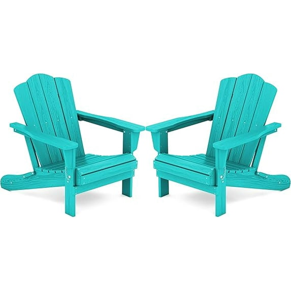 Folding Adirondack Chair Set of 2, HDPE Adirondack Chair for Adult, Red