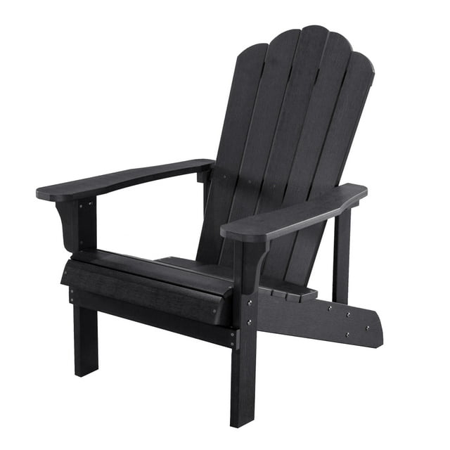 Folding Adirondack Chair,Weather Resistant & Durable Garden Adirondack Chair,Wood Outdoor Fire Pit Lounge Chair for Patio Deck Yard Lawn and Garden Seating,Easy Assembl,Black