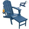 thumbnail image 1 of Folding Adirondack Chair with Adjustable Back&Ottoman, HDPE Poolside Chairs w/Cup Holders & Footrest, Blue, 1 of 6