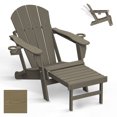 thumbnail image 1 of Folding Adirondack Chair with Adjustable Back&Ottoman for Deck Patio Outdoor HDPE Lawn Chair,Brown, 1 of 7