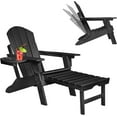 thumbnail image 1 of Folding Adirondack Chair with Ottoman, Adjustable Backrest Plastic HDPE Adirondack Chairs w/4 in 1 Cup Holder Tray, Black, 1 of 8