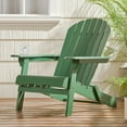 thumbnail image 1 of Folding Adirondack Chairs, All-Weather Outdoor Chairs with Reclining Backrest, Classic Lawn Lounge Chair with Wide Arms Garden Porch Patio Deck Backyard, Dark Green, 1 of 7