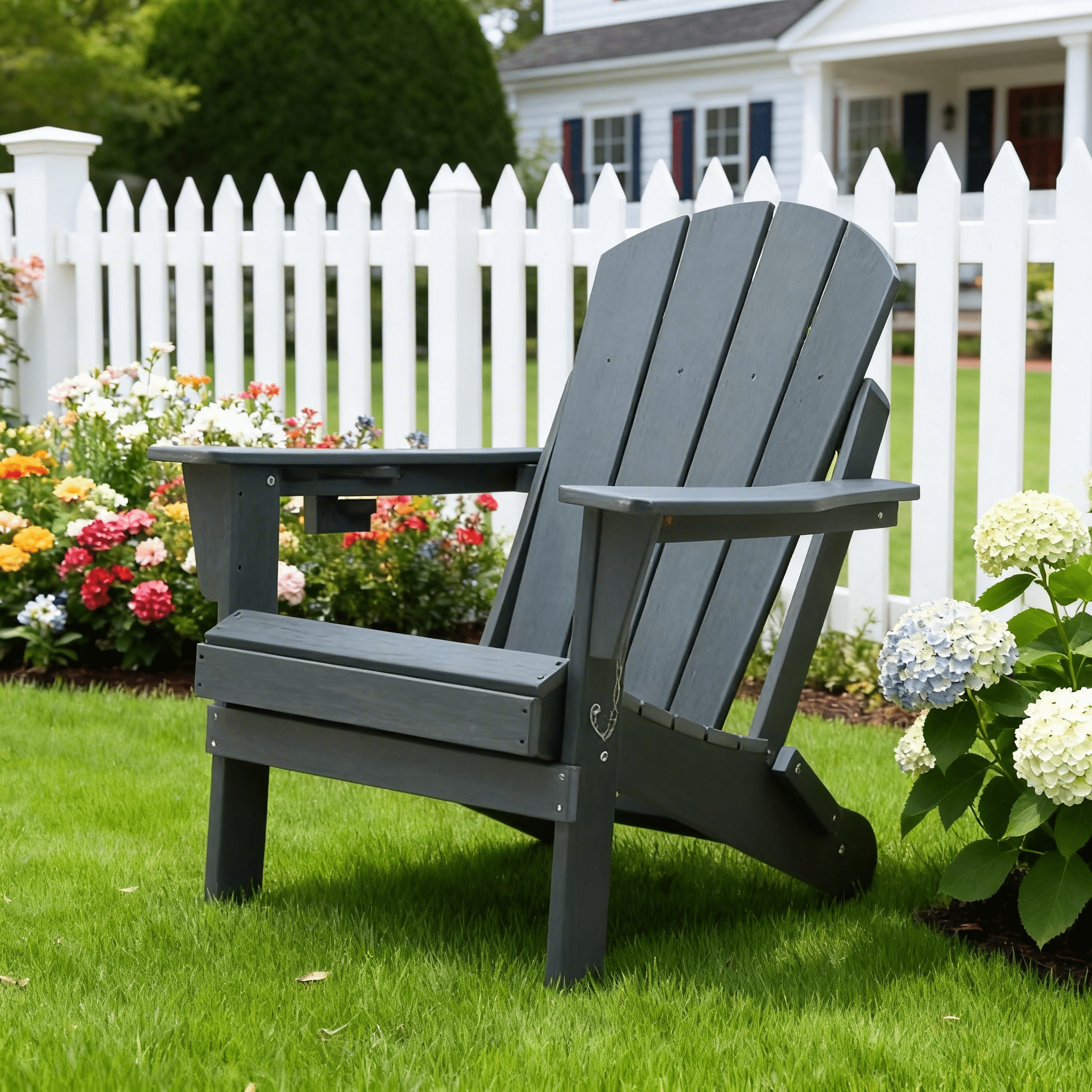 Folding Adirondack Chairs, Patio Chairs, Lawn Chairs, Outdoor Chair, Adirondack Chair Plastic, Fire Pit, Weather Resistant with Cup Holder for Deck, Backyard, Garden(Gray)