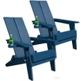thumbnail image 1 of Folding Adirondack Chairs Set of 2 Modern Plastic Chaises with Cup Holder for Outdoor Patio Garden Fire Pit, 1 of 7
