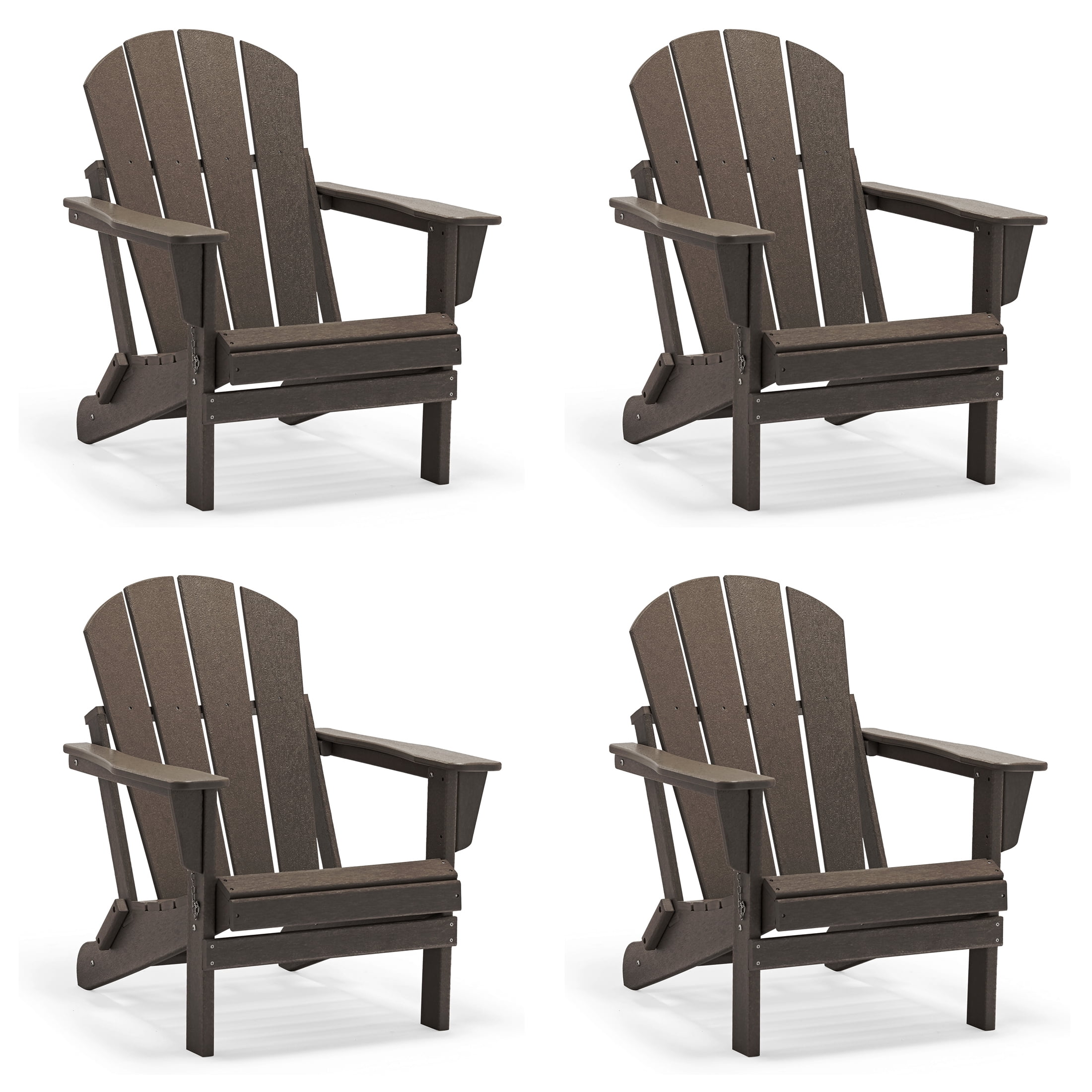 Folding Adirondack Lawn Chairs Set of 4 for Outdoor Patio Garden, Gray