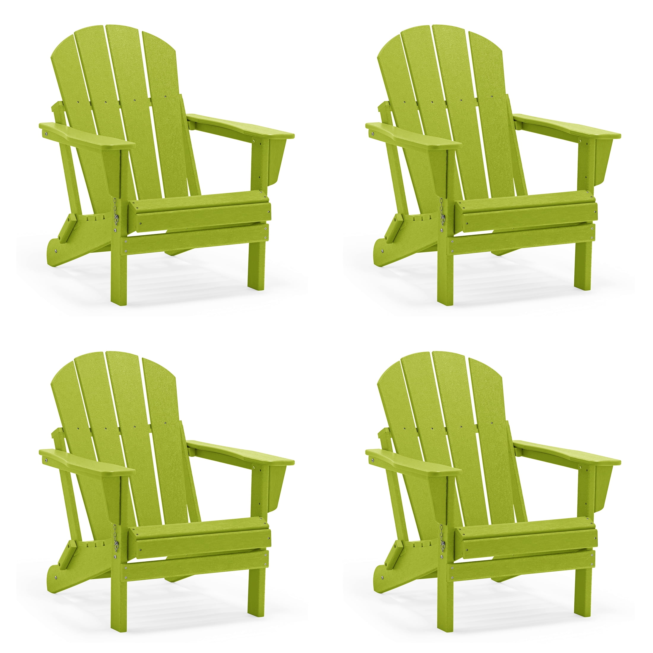 Folding Adirondack Lawn Chairs Set of 4 for Outdoor Patio Garden, Lime