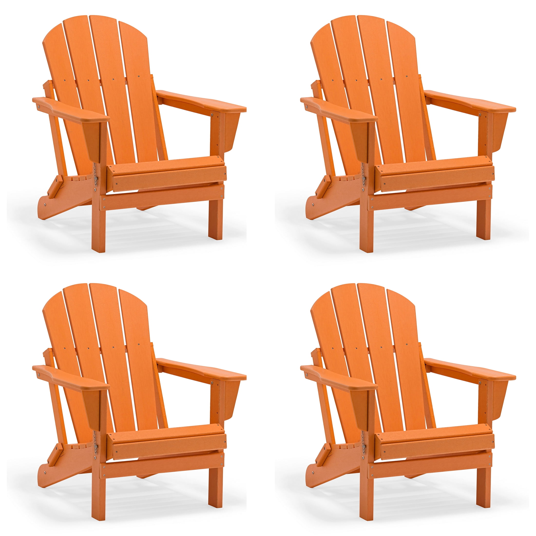 Folding Adirondack Lawn Chairs Set of 4 for Outdoor Patio Garden Orange