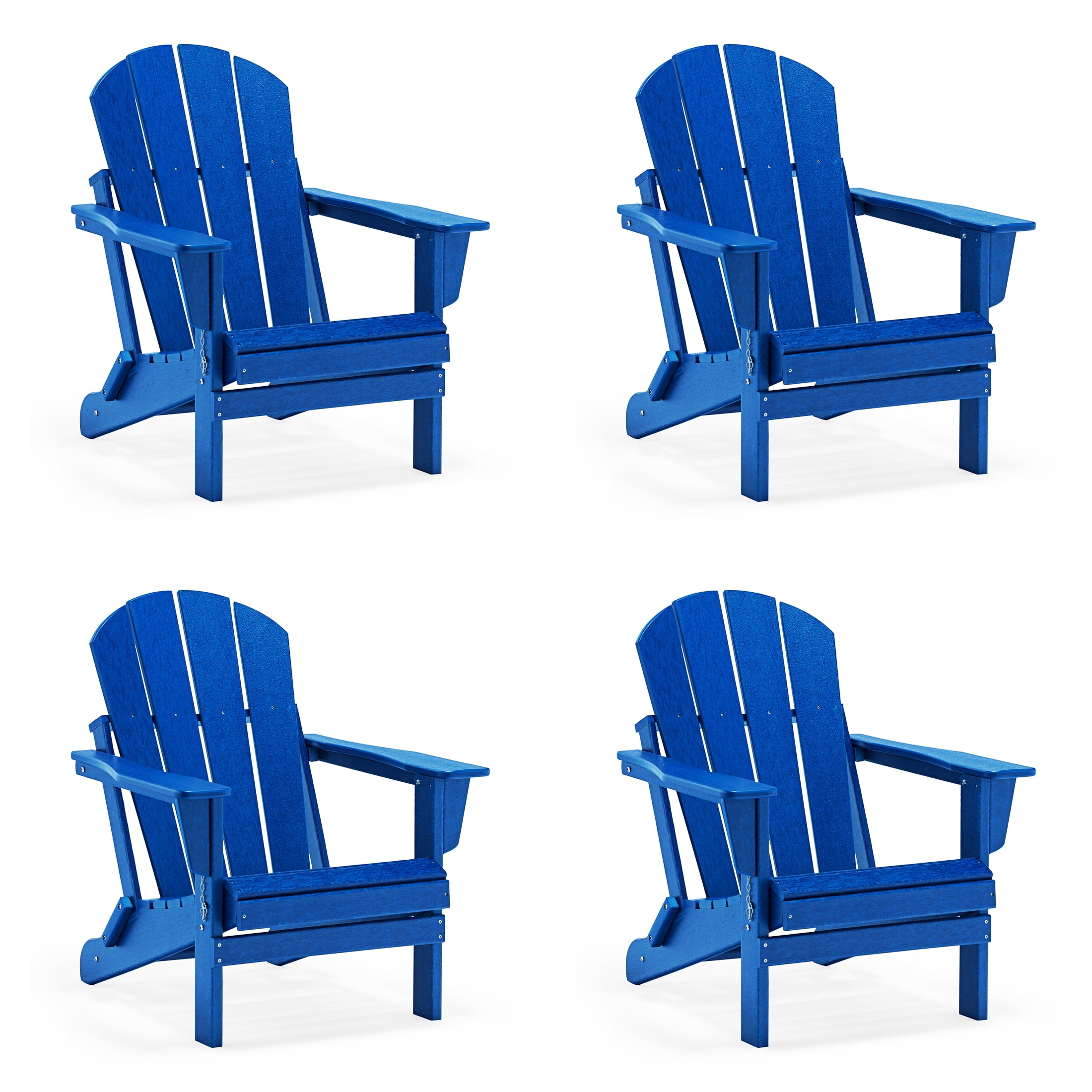 Folding Adirondack Lawn Chairs Set of 4 for Outdoor Patio Garden, Pacific Blue