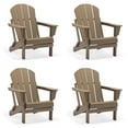 thumbnail image 1 of Folding Adirondack Lawn Chairs Set of 4 for Outdoor Patio Garden, Weather Wood, 1 of 11