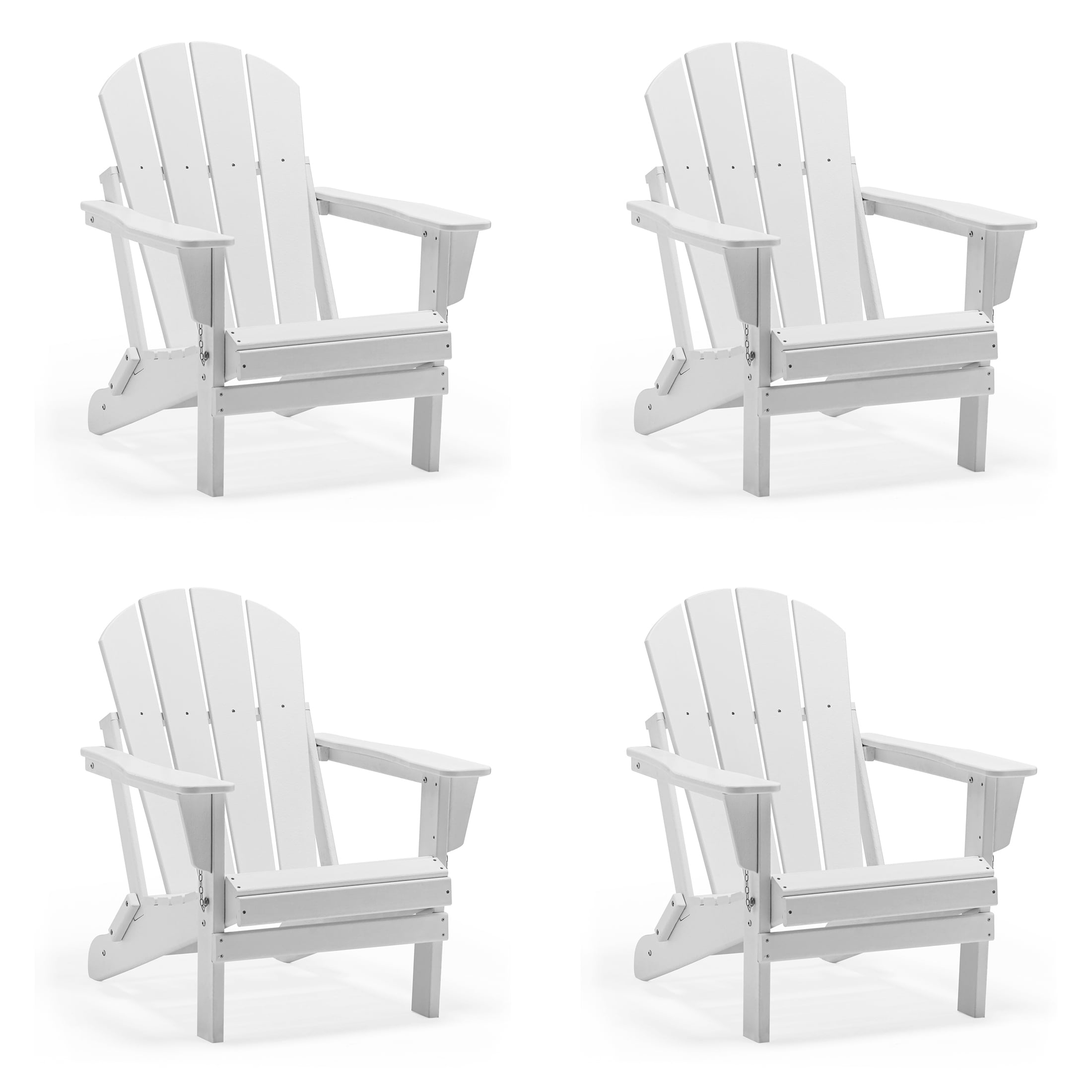 Folding Adirondack Lawn Chairs Set of 4 for Outdoor Patio Garden, White