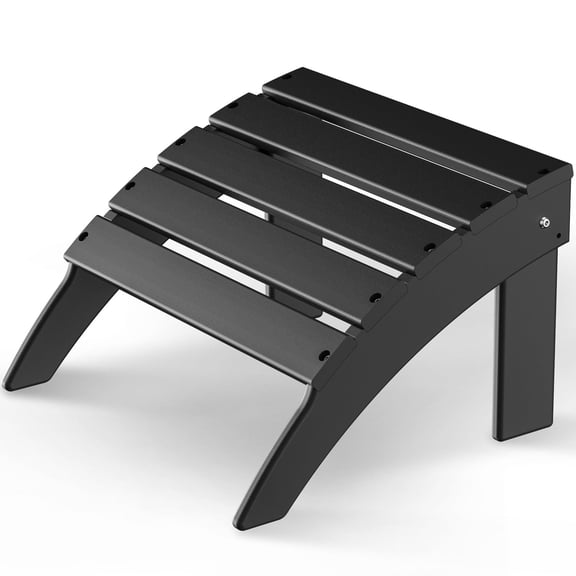 Folding Adirondack Ottoman HDPE Outdoor Adirondack Chair Footrest for Outside Indoor,19.7in W,Black