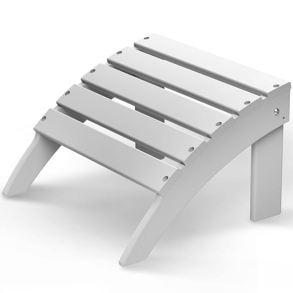 Folding Adirondack Ottoman HDPE Outdoor Adirondack Chair Footrest for Outside Indoor,19.7in W,White