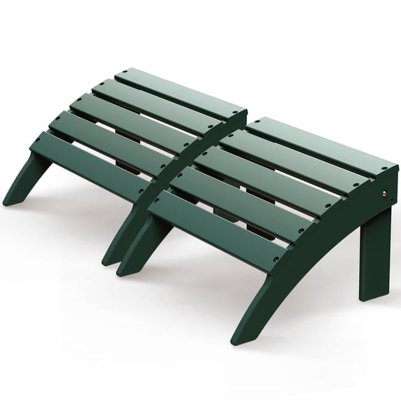 Folding Adirondack Ottoman set of 2, HDPE Outdoor Adirondack Chair Footrest for Outside Indoor,19.7in W, Dark Green(Set of 2)