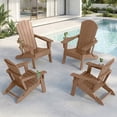 thumbnail image 1 of Cobiod Folding Adirondack Patio Chairs Set of 4 With Cup Holder, HDPE All-Weather Lounge Chairs for Backyard & Poolside, Teak, 1 of 8